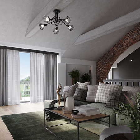 Lampa Sufitowa Listwa Oświetleniowa 2x E14 Żyrandol Geometryczna Geometryczna Czarna Nowoczesna Artemis Sollux