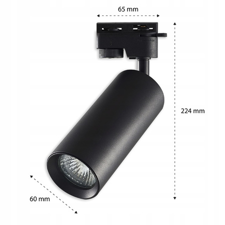 Reflektor Szynowy GU10 Czarny Lampa do Szynoprzewodów Jednofazowych