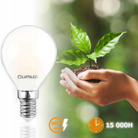 Zestaw 6x Żarówka LED P45 E14 7W = 60W 806lm 3000K Ciepła 360° Filament Mleczna LUMILED