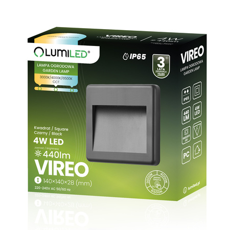 Lampa Ogrodowa Zewnętrzna Schodowa Kinkiet Elewacyjny CCT 3000-6500K LED 4W IP65 VIREO LUMILED