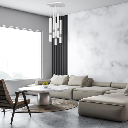 Lampa wisząca CASTRO 5xG9 Minimalistyczna Biała Chrom MLP6561 Milagro Metal