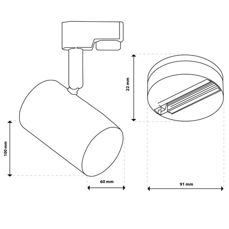 ZESTAW LUMILED SZYNA HUMA CZARNY + REFLEKTOR SZYNOWY SAGI CZARNY