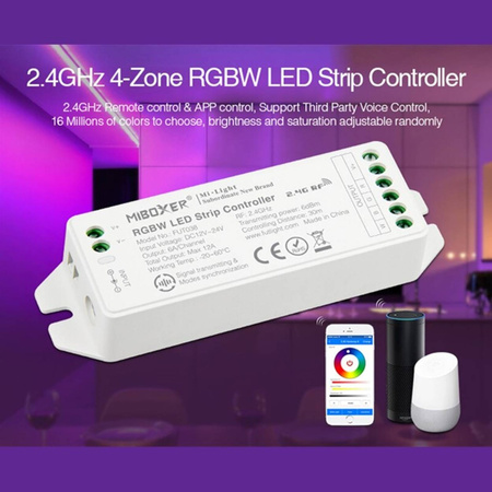 Kontroler Sterownik taśm LED RGB+W 12/24V 12A Mi-Light Wi-Fi FUT038M