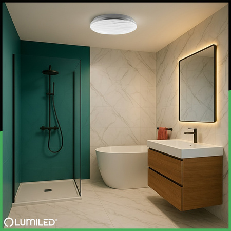 Plafon LED Lampa Sufitowa Natynkowa VIRTUS2 48W IP44 CCT Biały Okrągły 38cm + PILOT LUMILED