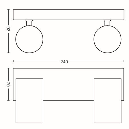 Lampa Sufitowa Reflektor 2x GU10 Czarna Kosipo Philips