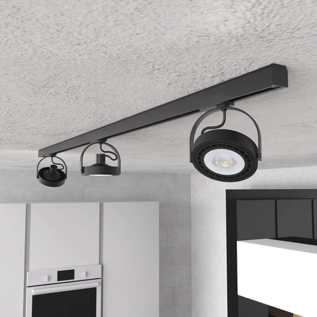 Zestaw Szyna Oświetleniowa Szynoprzewód 1,5m + 3x Reflektor Szynowy AR111-GU10 Czarny Lugar Milagro
