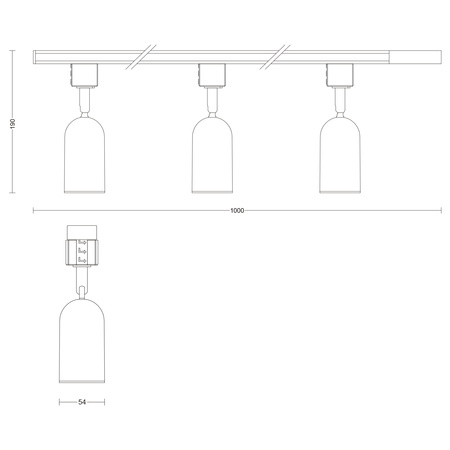Zestaw Szynowy Lampa Sufitowa Szynoprzewód 1m + 3x Reflektor Szynowy LED GU10 Jednofazowy Czarny EasyLink Shea Philips