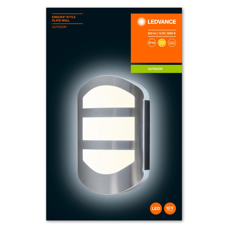 Lampa Ogrodowa Zewnętrzna Kinkiet Elewacyjny LED 12W 650lm 3000K IP44 Srebrny Endura Ledvance