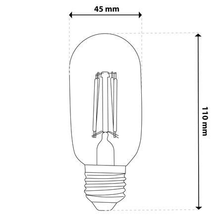 6x Żarówka LED E27 T45 FILAMENT 4W = 40W 470LM 3000K Ciepła 360° Ozdobna LUMILED