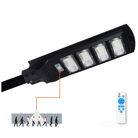 Lampa Uliczna Solarna LED Przemysłowa Oprawa Drogowa 11W 1100lm 6500K Zimna z Czujnikiem Ruchu i Zmierzchu IP54 Czarna Urbi Kobi