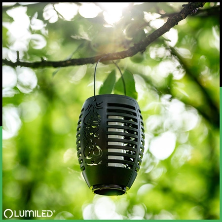 Lampa Solarna Ogrodowa LED Wisząca LATARENKA IGNIS Płomień IP44 1800K LUMILED