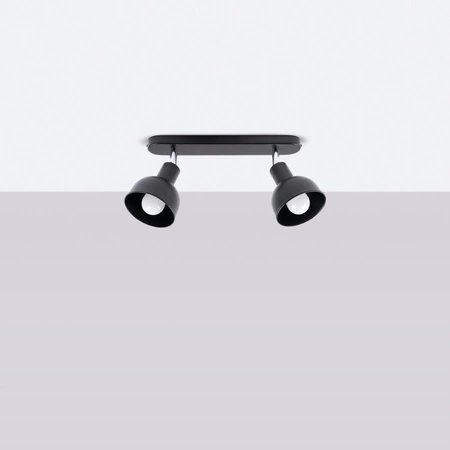 Lampa Sufitowa Oprawa Natynkowa Reflektor 2x E27 Ruchoma Geometryczna Czarna Industrialna Elba Sollux