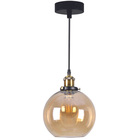 Lampa wisząca sufitowa IRWIN KULA z bursztynowym kloszem 1x E27 GOLDLUX (Polux)