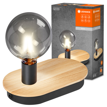 Lampa Stołowa Dekoracyjna Oprawa Oświetleniowa 1xE27 Czarna Drewniana LEDVANCE