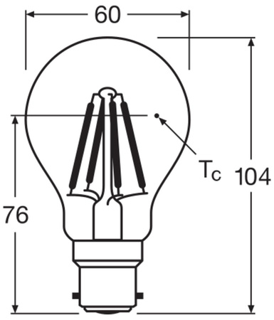 Żarówka LED A60 B22d 7W = 60W 806lm 2700K Ciepła Biała FILAMENT ŚCIEMNIALNA LEDVANCE