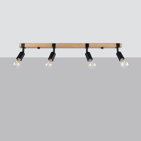 Lampa Sufitowa Oprawa Natynkowa SPOT TUBA Reflektor 4x E27 Punktowa Ruchoma Nieregularna Czarna Brązowa Nowoczesna Zuca Sollux