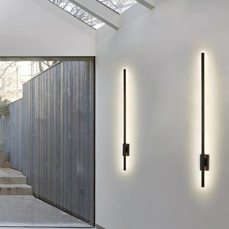 Kinkiet LED LUNA lampa sufitowa ścienna CZARNA Metal 90cm styl nowoczesny IP54