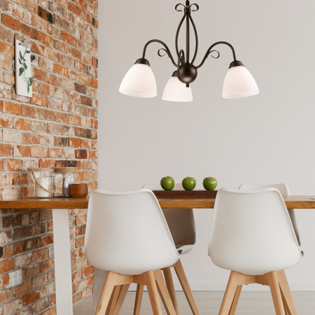 Lampa Wisząca Sufitowa ADELLE 3xE27 Biała Drewniana Klasyczna LM-3.6 Lamkur