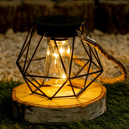 Lampa Solarna Wisząca LED Zewnętrzna Ogrodowa Latarenka 3000K IP44 Czujnik Zmierzchu