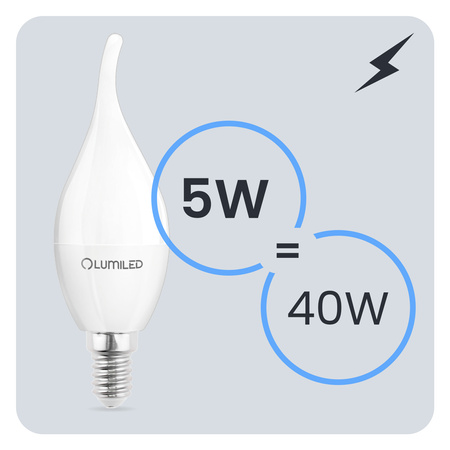 6x Żarówka LED E14 Świeczka BA35 5W = 40W 470lm 3000K Ciepła 180° LUMILED