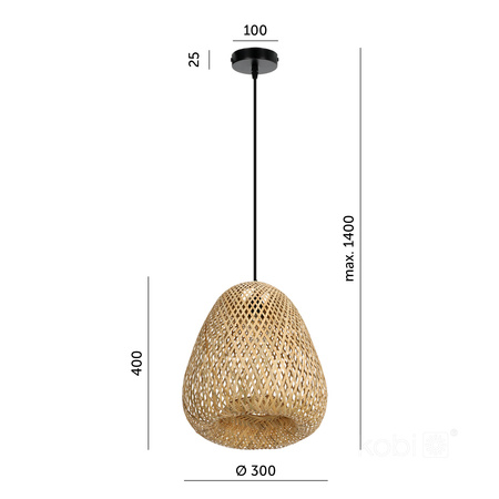 Lampa Wisząca Dekoracyjna Zwis Bambusowa E27 Boho Beirut Kobi