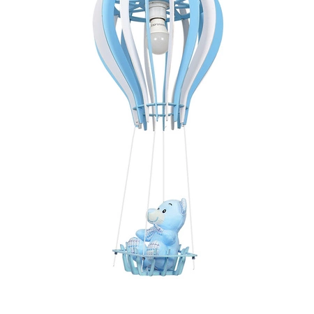 Lampa wisząca BALONIK 1xE27 60W Dziecięca Balonik Miś Niebieska MLP6427 Milagro Metal + Drewno