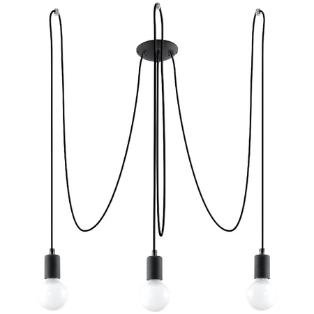 Lampa Sufitowa Wisząca Zwis 3x E27 Nieregularna Czarna Industrialna Edison Sollux