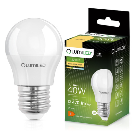 Żarówka LED E27 Kulka P45 5W = 40W 470lm 3000K Ciepła 180° LUMILED