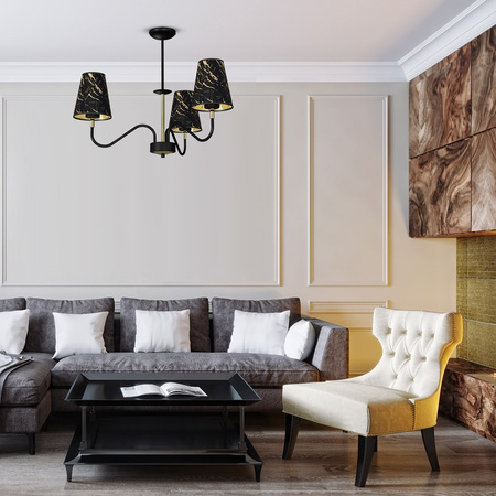 Lampa Wisząca Sufitowa HERMES Czarna Złota 3xE27 Milagro