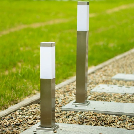 Lampa Ogrodowa oprawa KWADRATOWA SŁUPEK 1x E27 45cm srebrna IP44