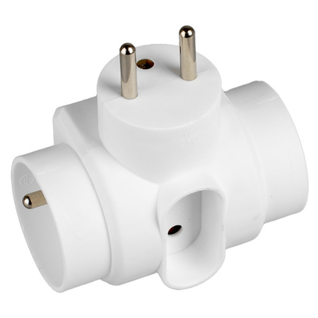 Rozgałęźnik Sieciowy Elektryczny 1x Euro 2P + 2x 2P+0 Złodziejka 3 Gniazdka Z Uziemieniem VAYOX