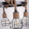 Lampa Wisząca Sufitowa ROPE ALEGRA 4x E27 Żyrandol Loft Stal + Sznur Czarna GOLDLUX (Polux)
