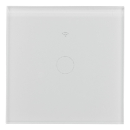 Włącznik szklany DOTYKOWY Wi-Fi LED biały pojedynczy