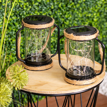 Lampa Solarna LED Zewnętrzna Ogrodowa Wisząca Stojąca Latarenka 3000K IP44 Czujnik Zmierzchu