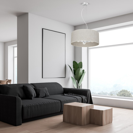 Lampa Wisząca Sufitowa LINO Biała Lniana 3xE27 Milagro