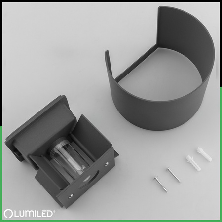 Kinkiet Ogrodowy Elewacyjny LED G9 Regulowany Okrągły Góra Dół Grafit PYXIS LUMILED