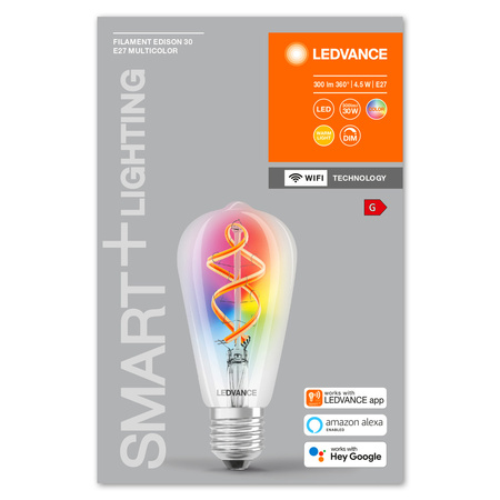Żarówka LED E27 4.5W = 30W 300lm Ściemnialna SMART+ WiFi Filament Edison Ledvance