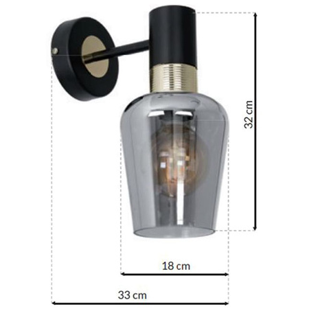 Kinkiet lampa ścienna czarna MiLAGRO ROMA BLACK 1x E27