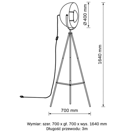 Lampa Podłogowa Oprawa Stojąca E27 Czarna Złota Matylda Sanico Goldlux