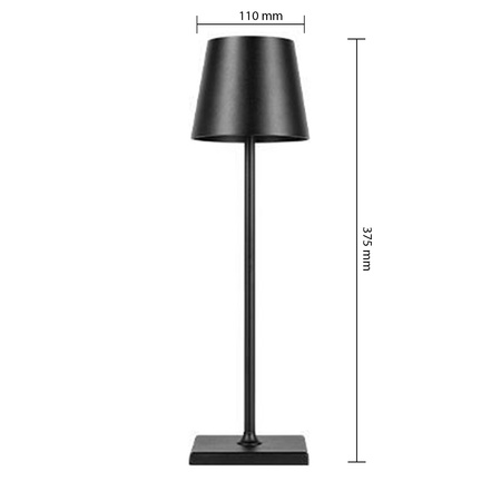 Lampka Biurkowa Stołowa LED 3W 200lm 4000K Neutralna Akumulatorowa Szkolna Nocna Ściemnialna Włącznik On/Off Czarna Solio Masterled