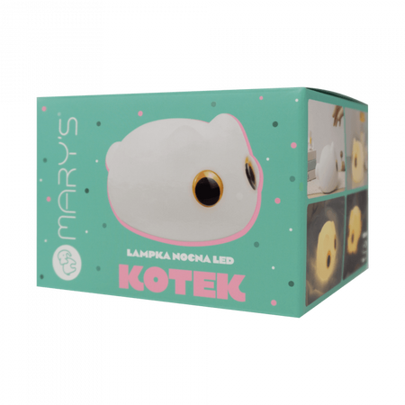 Lampka Nocna Dziecięca LED 0.2W 3200K Ciepła Akumulatorowa 800mAh Biała KOTEK MARY'S