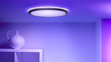 Plafon LED Lampa Sufitowa Natynkowa 32W 3750lm 2700-6500K RGB + TW 54.5cm Czarna Okrągła Inteligentna SMART WiFi Bluetooth Aplikacja Superslim WiZ