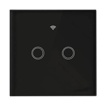 Włącznik szklany DOTYKOWY Wi-Fi LED czarny podwójny