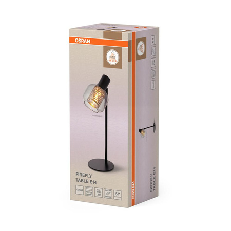 Lampa Stojąca Biurkowa Dekoracyjna Stołowa E14 Czarna Decor Firefly Osram