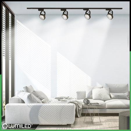 Zestaw Szyna Oświetleniowa Szynoprzewód 2m + 4x Reflektor Szynowy GU10 AR111 VICTUS CZARNY