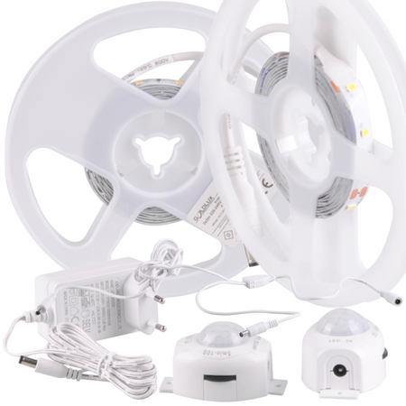Taśma Pasek LED z Czujnikiem Ruchu i Zmierzchu 16.5W 1960lm 4000K Neutralna 220-240V Biała 5m Sanico Goldlux