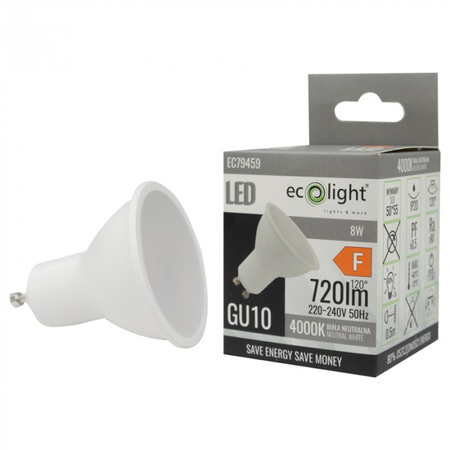 Żarówka LED Reflektor GU10 8W 720lm 4000K Neutralna Ecolight