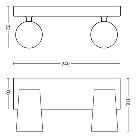 Lampa Sufitowa Reflektor Natynkowy 2x GU10 Aluminium Paisley Philips