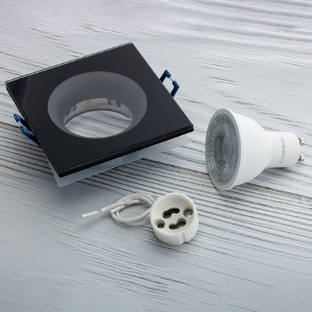 Oprawa HALOGENOWA AQUA Podtynkowa Stała Kwadrat Czarna GU10 IP44