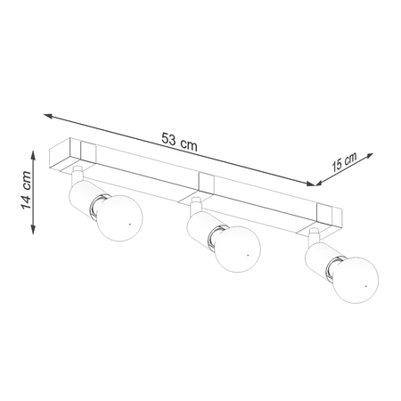 Lampa Sufitowa Oprawa Natynkowa SPOT TUBA Reflektor 3x E27 Punktowa Ruchoma Nieregularna Czarna Brązowa Nowoczesna Zuca Sollux